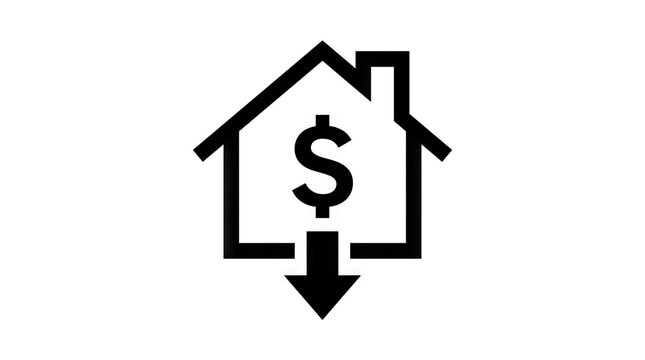 House icon with dollar sign and downward arrow.