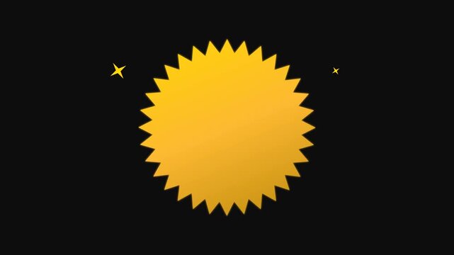 Animated golden star badge with shining sparkles isolated on black background for premium branding