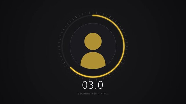 Digital User Authentication Countdown Interface with Golden Circle Progress and Seconds Remaining