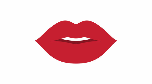 Minimalist vector illustration of female red lips isolated on a white background.