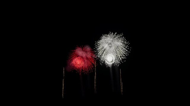 Tonga Flag Color Fireworks Centered 3D Animation