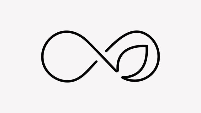 Stylized infinity symbol with a leaf-like in black line