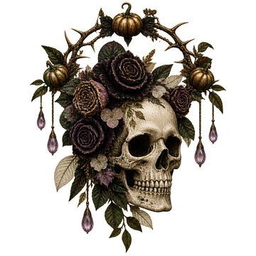 Thorn crown reshaped into a botanical halo with tiny pumpkins