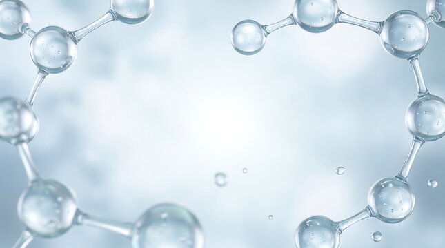 Abstract scientific background featuring interconnected glass molecular structures on a soft light blue backdrop for pharmaceutical research or educational chemical biology presentations