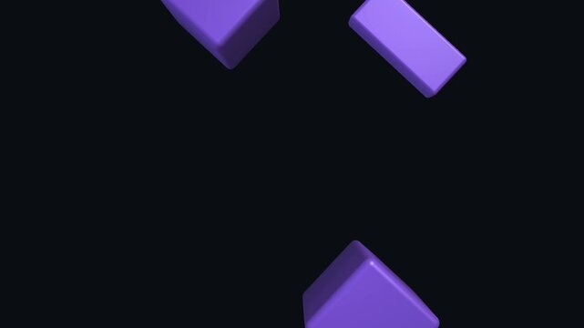Purple 3D cubes floating and rotating against