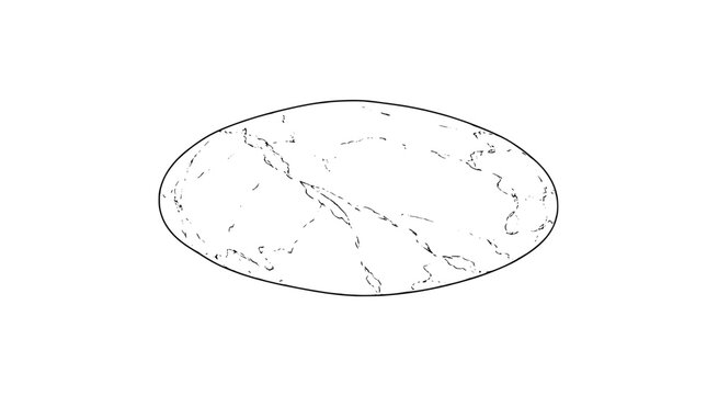 Black outline vector icon of an oval pebble covered with irregular branching vein patterns across its surface drawn with thin lines in centred horizontal composition intended for geology graphics