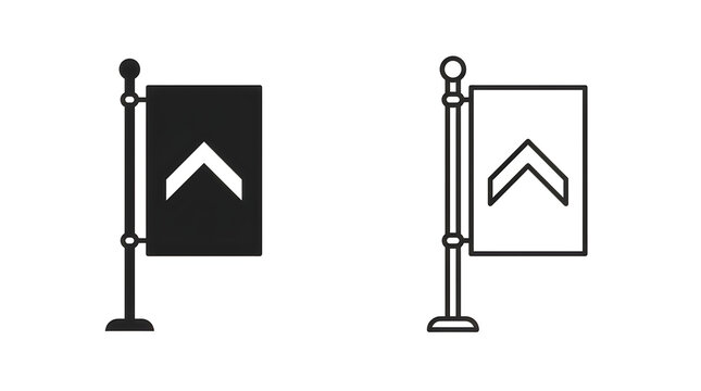 Upward arrow sign on stanchion