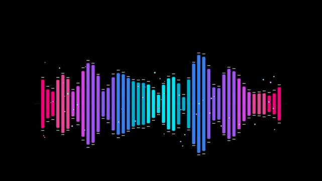 Colorful Audio Waveform Sound Equalizer Motion Graphic on Black