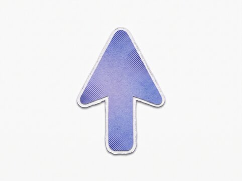 Purple Upward Arrow Sticker with Texture and Halftone Pattern on White