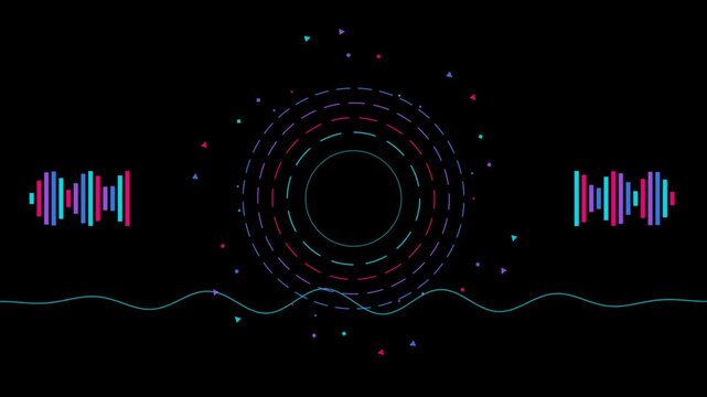 Audio Visualizer and Sound Wave Motion Graphic on Black Background