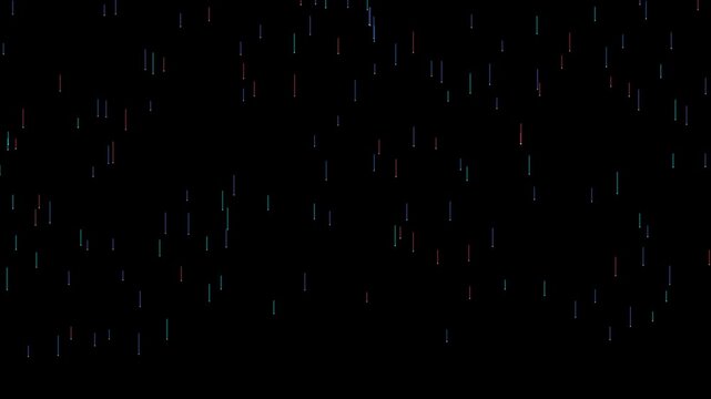 Colorful Falling Lines Particle Animation on Black Background