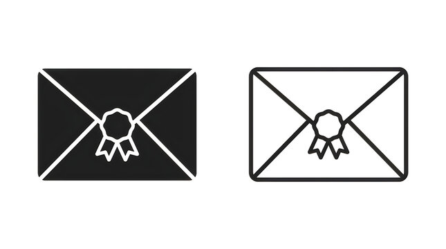 Sealed envelope with ribbon graphic designs