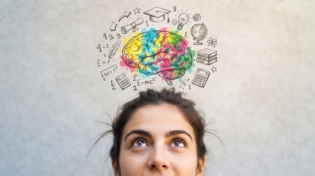 Girl's Head with Education Idea Concept for Learning and Knowledge