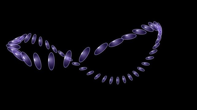 Abstract 3d rendering of a twisted loop formed by glowing purple ellipses