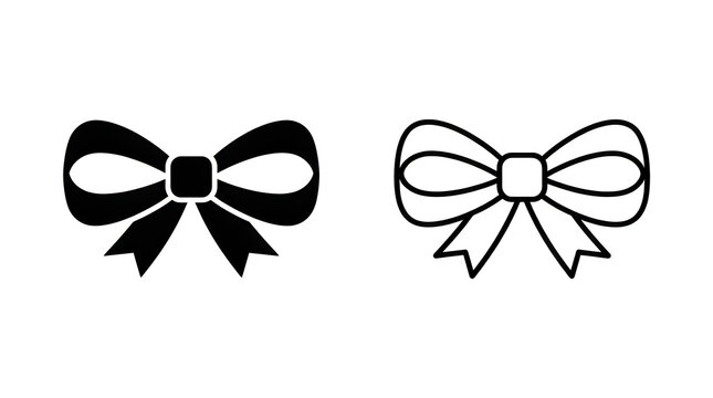 Simple black and white bow ribbon icon pair