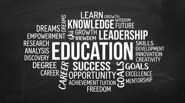 Education Related Tag Cloud Illustration for Learning and Knowledge Concept