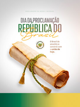 Rep&uacute;blica do Brasil Proclama&ccedil;&atilde;o Post Card Insta Template Banner