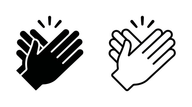 Clapping hands with starburst effect icon