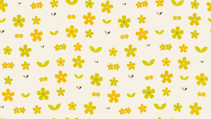 Yellow floral pattern with leaves © mica