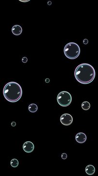 Pixel art soap bubbles floating upward seamlessly looping animation on a dark background