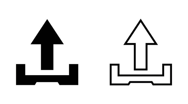 Modern up arrow icon with base shape
