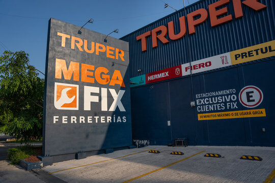 Mega Fix hardware store facade, by Mexican company Truper, featuring Mega Fix sign. Jalisco, Mexico, July 20, 2026.
