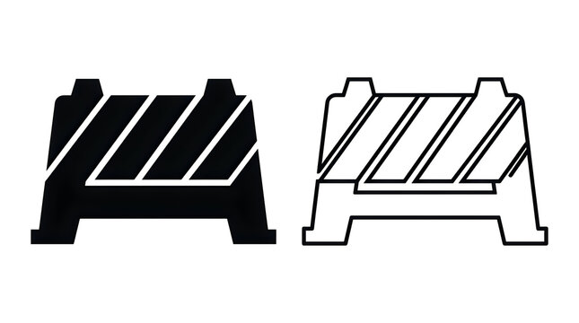 Construction barricade and road blocker icons