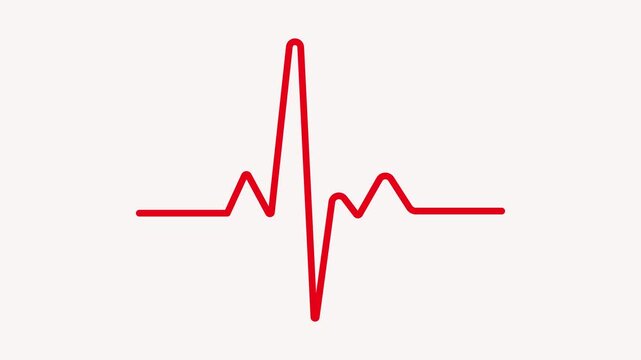 Simple red electrocardiogram line on a light background representing a heartbeat