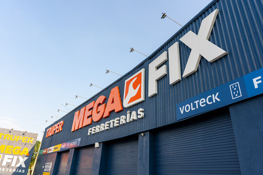 Fix hardware store facade, by Mexican company Truper, featuring Mega Fix sign. Jalisco, Mexico, July 20, 2026.