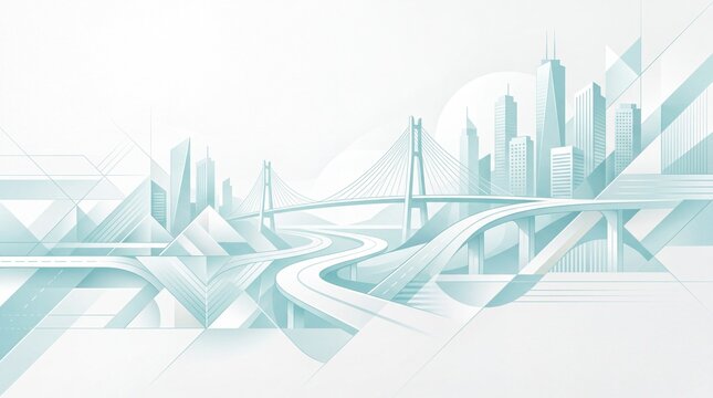 Modern City Skyline Highway and Bridge Infrastructure
