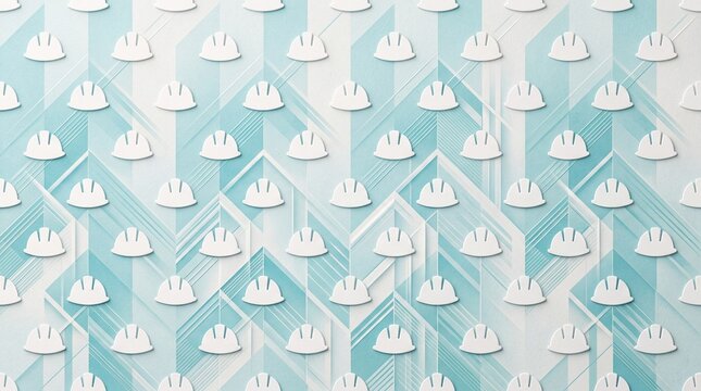 Construction Hard Hat Seamless Geometric Pattern