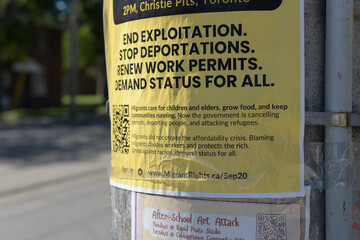 Obraz premium old street posters in Toronto (Migrant Rights Network / After-School Art Attack, 2026)