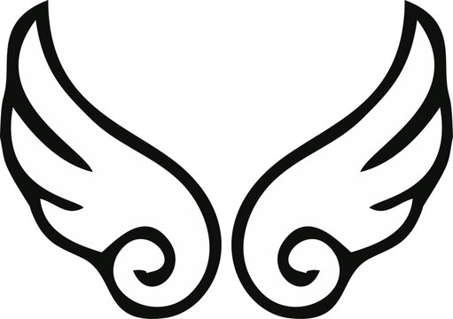 A set of cupid wings silhouette icon, wing vector Valentines Day vector isolated on transparent background