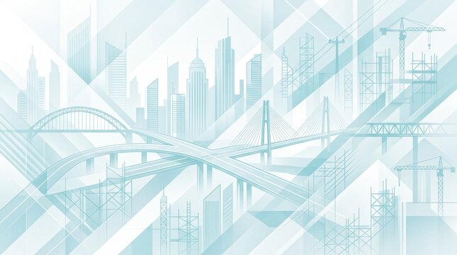 Modern City Infrastructure and Bridge Construction Background