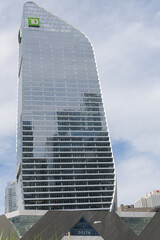 Fototapeta premium south elevation of TD Terrace, an office building, located at 160 Front St W, viewed here from Lower Simcoe St, Toronto