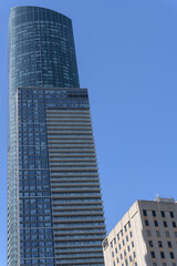 Fototapeta premium the enormous mixed-use Aura commercial and residential tower, designed by Graziani + Corazza, at the northwest corner of Yonge and Gerrard, Toronto