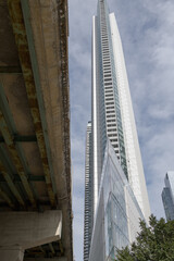 Fototapeta premium west elevation of 10 York Street, a condominium complex, with undercroft of elevated Gardiner Expressway, Toronto