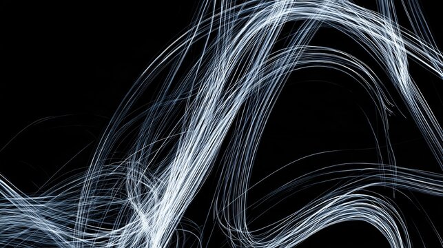 Long exposure light trails overlay on black background