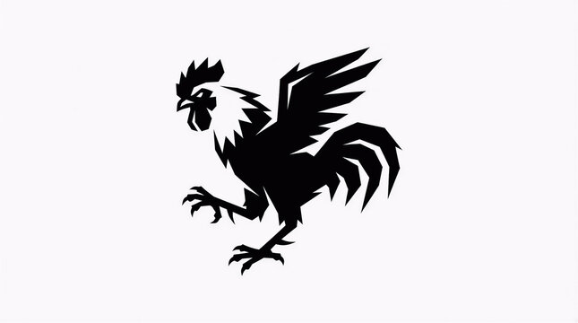 Angry Black Rooster Mascot Logo