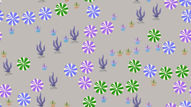 Stylized plants and flowers pattern