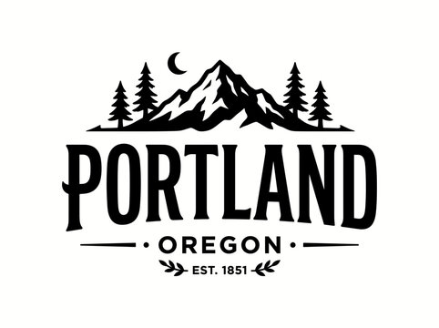 Portland Oregon Vintage Mountain Logo