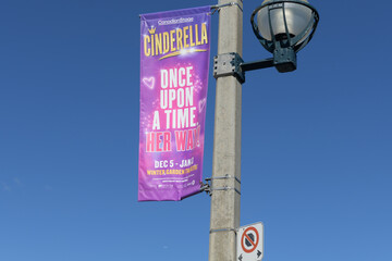 Fototapeta premium pole mounted banner for Cinderella, a musical theatre production, in Toronto