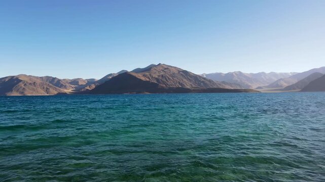 Pangong Tso- A high altitude endorheic lake surrounded by barren mountains in Ladakh