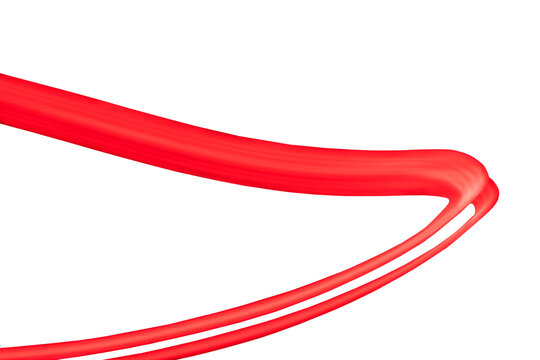 Bright red fluid curved shape isolated on a clean white background