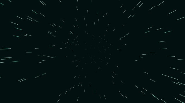 Hyperspace warp streaks. Seamless looping 4K animation of stars streaking outward at warp speed.