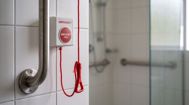 Bathroom safety emergency call button and grab bar for elderly and disabled assistance