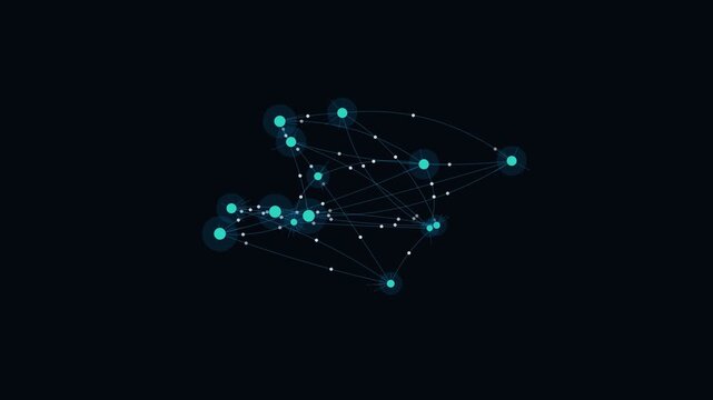 Neural network with firing signals. Seamless looping 4K animation of a neuron network with travelling signals.