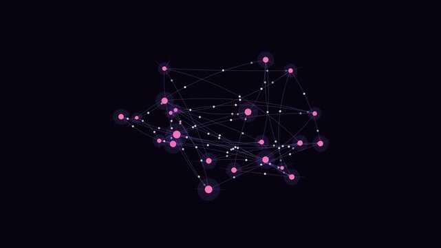 Dense neural network firing. Seamless looping 4K animation of a dense neuron network firing.