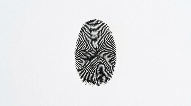 Unique Fingerprint Identification Close up of a Black Fingerprint Impression on White Background Symbol of Identity and Security