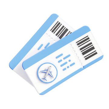 Pair of blue and white flight tickets for airplane travel booking and holiday adventure planning.